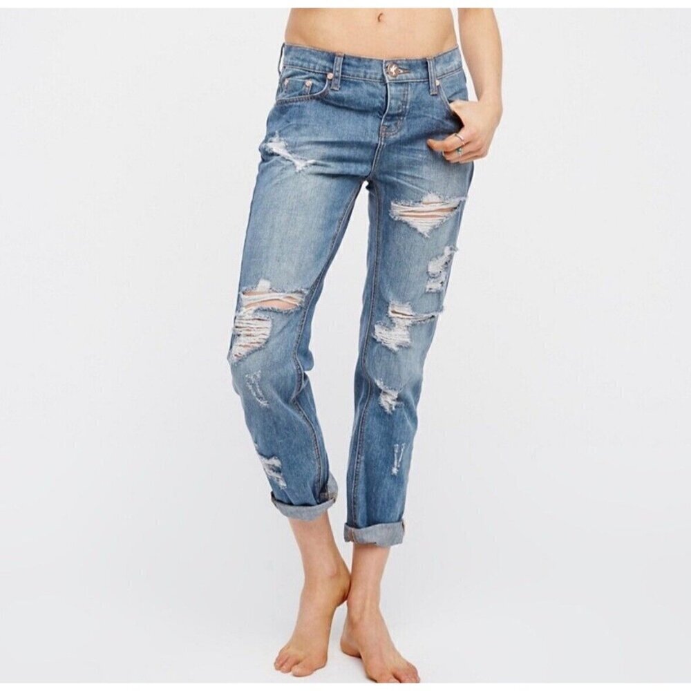 ONE teaspoon Jeans Awesome Baggies, Distressed Low Waist‎ Medium Rise Size 24